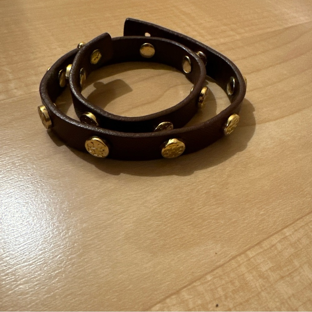 Tory Burch leather double wrap bracelet